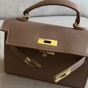 Designer look mini Top Handel small satchel with crossbody strap